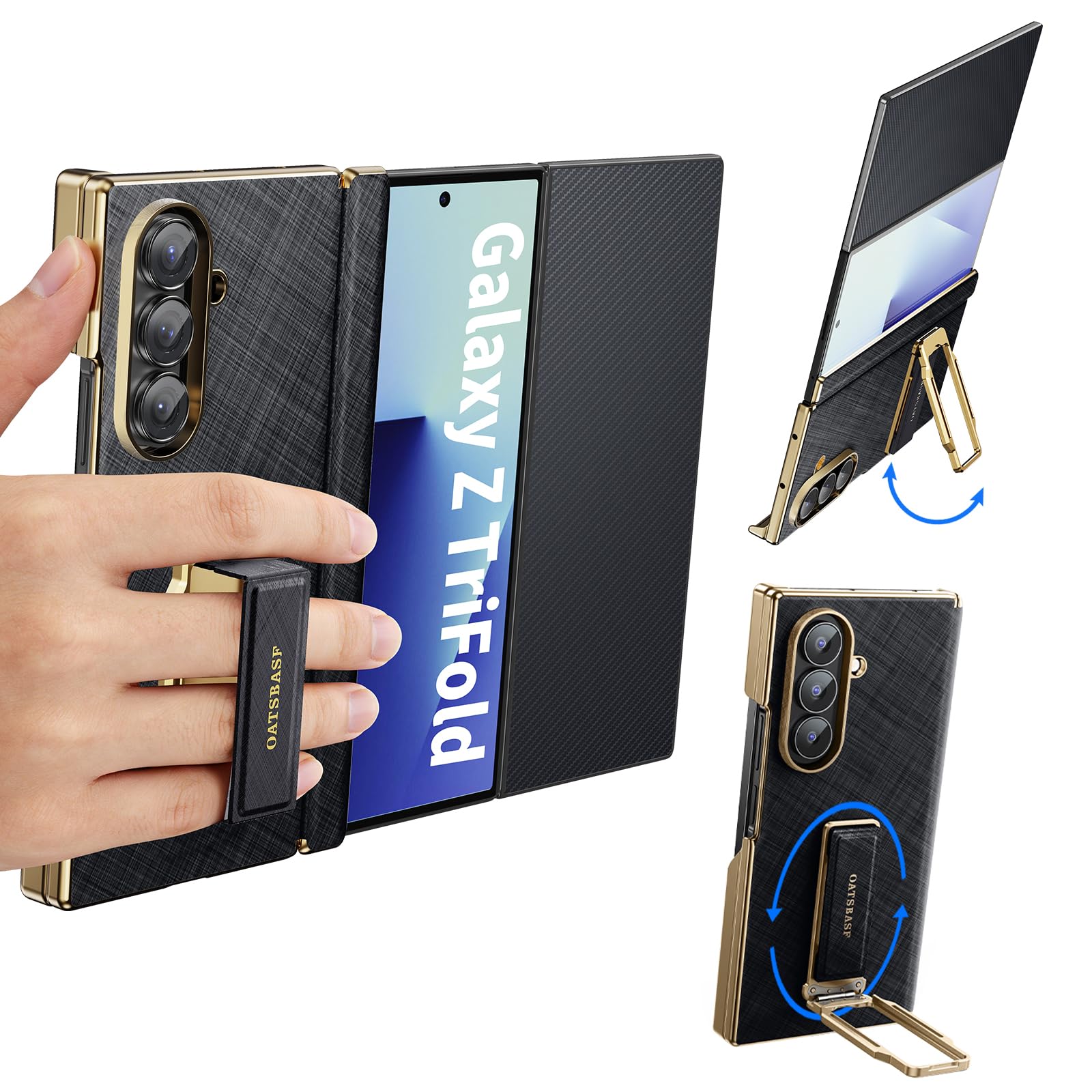 NIFBANG Grip for Samsung Galaxy Z Trifold Leather Case with Finger